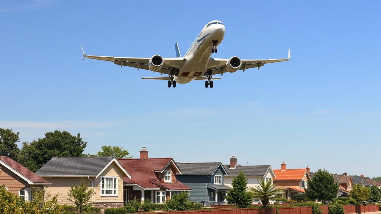 aircraft noise levels airplane approaching residential area