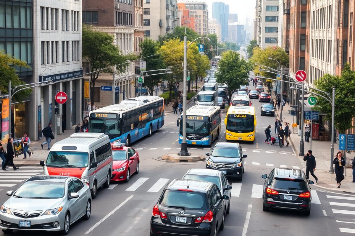 busy city traffic representing 90 decibel noise levels
