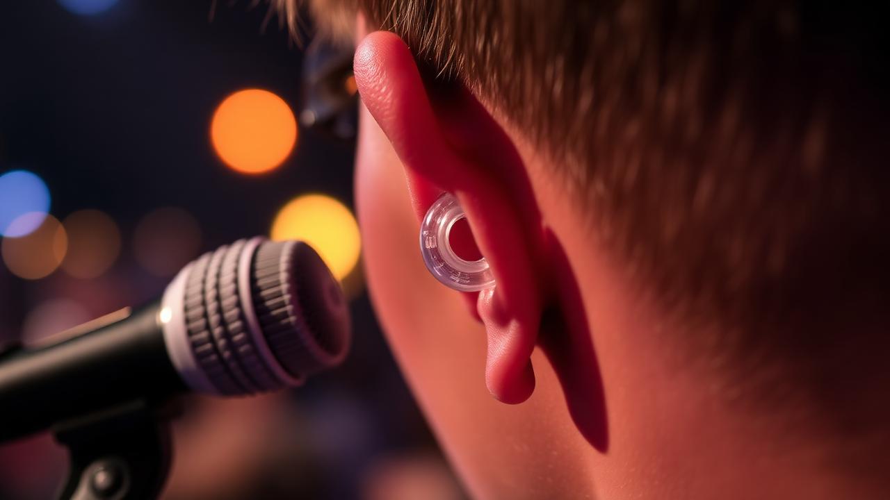 musician earplugs being worn at concert for hearing protection
