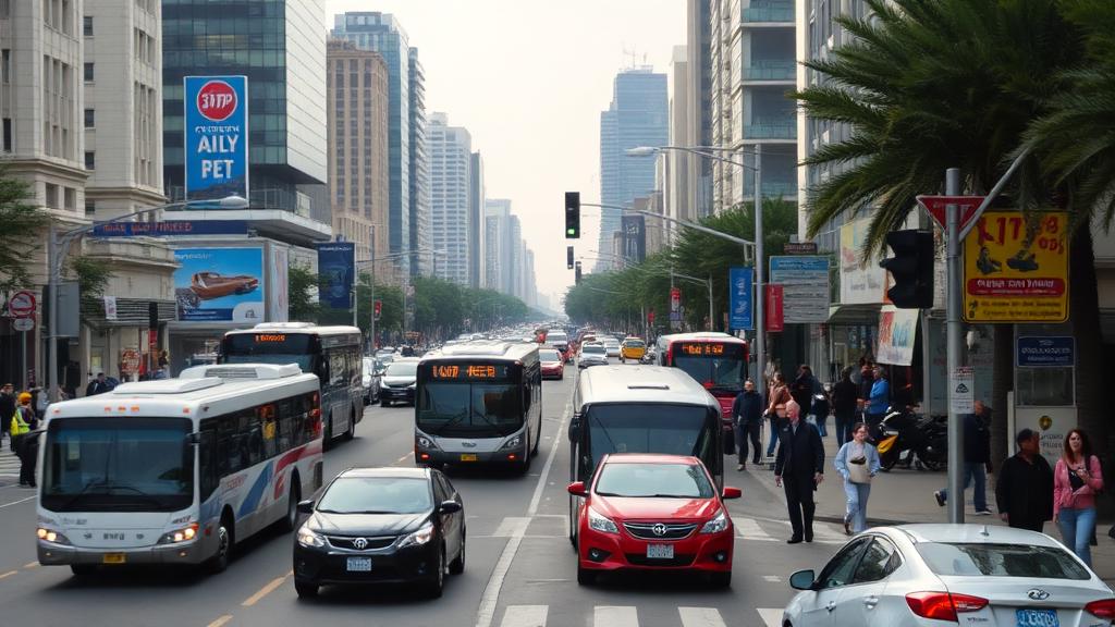 busy city street with cars producing traffic noise decibel levels