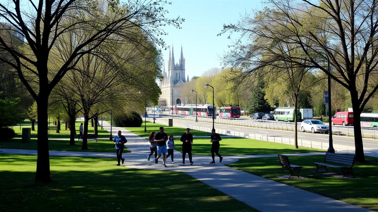urban park environment with mixed noise sources