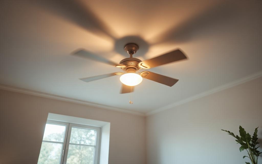 Ceiling fan in bedroom