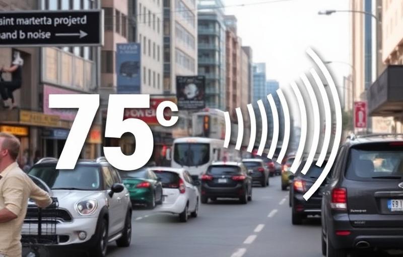 Busy street traffic at 75 decibels