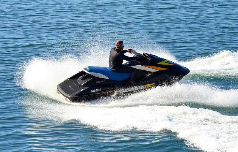 Jet ski racing across water