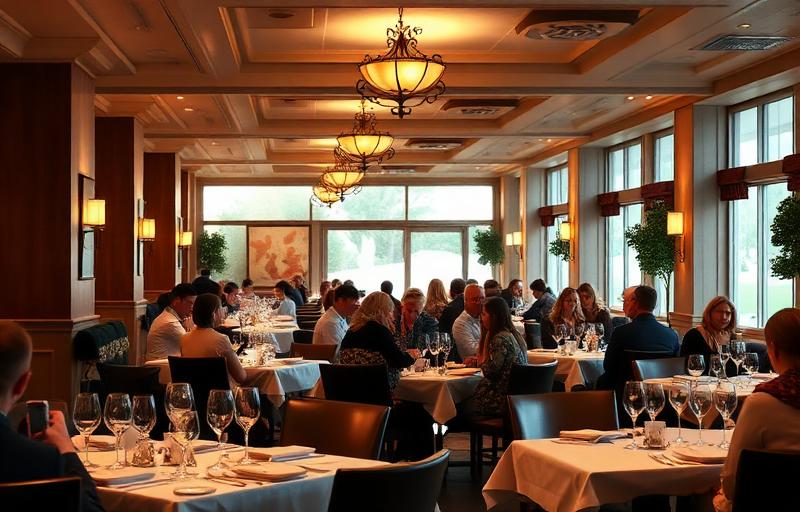 A busy restaurant interior with diners