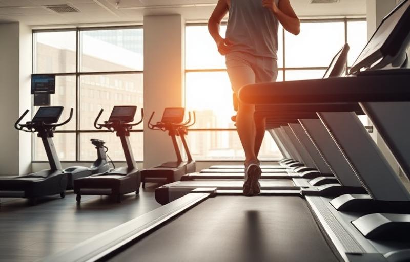 Person running on treadmill in gym