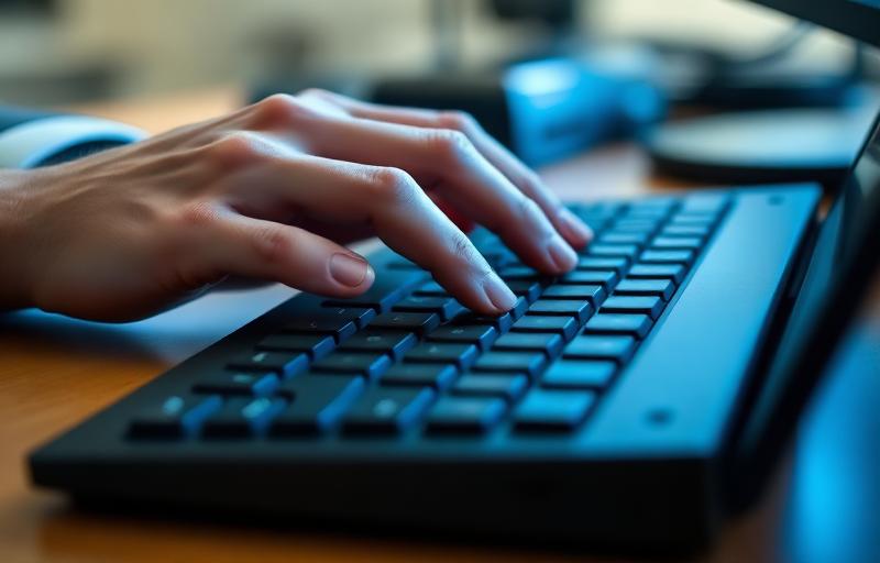 Hands typing on keyboard
