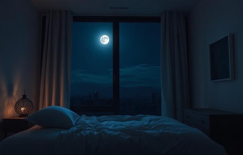 Quiet bedroom at night representing 30 dB
