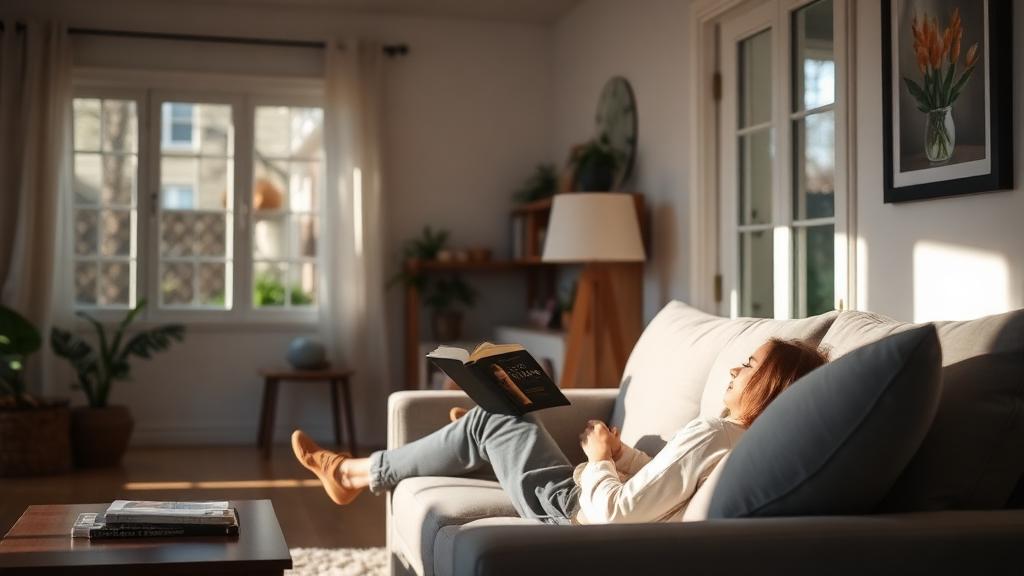 quiet living room safe noise level person reading