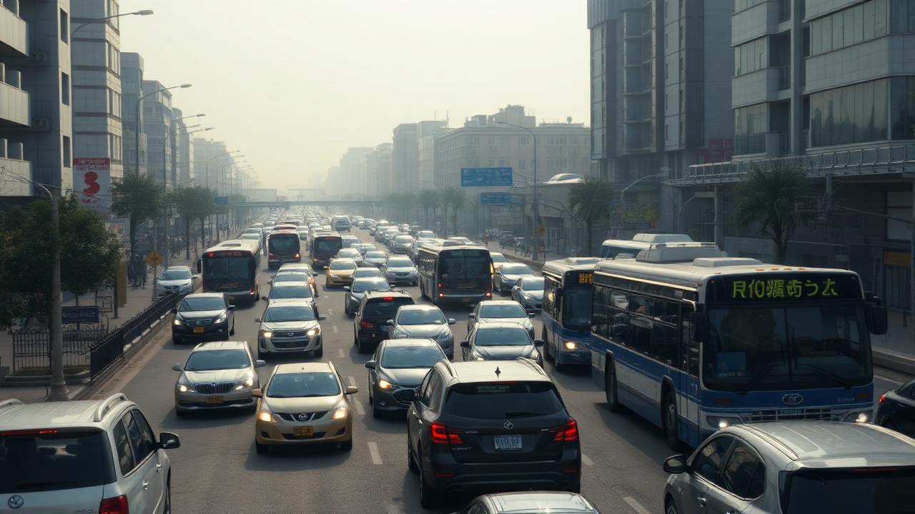 busy city street traffic noise levels measurement