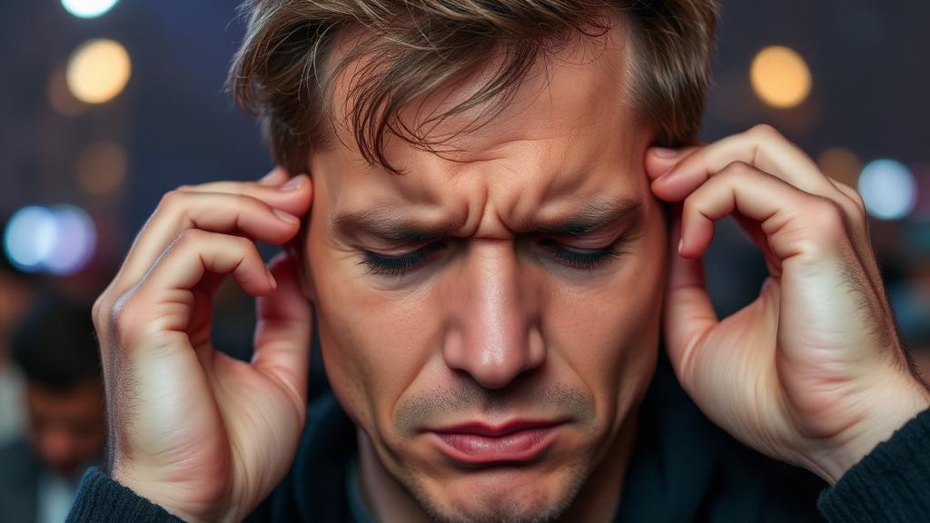 person covering ears from dangerously loud sound